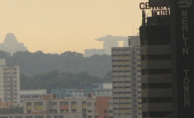 view of the Singapore Sands Skypark in the distance