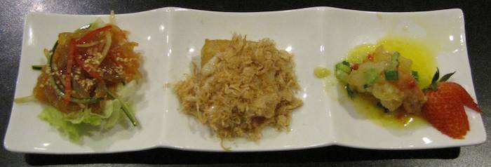 photo of jellyfish and two other appetizers